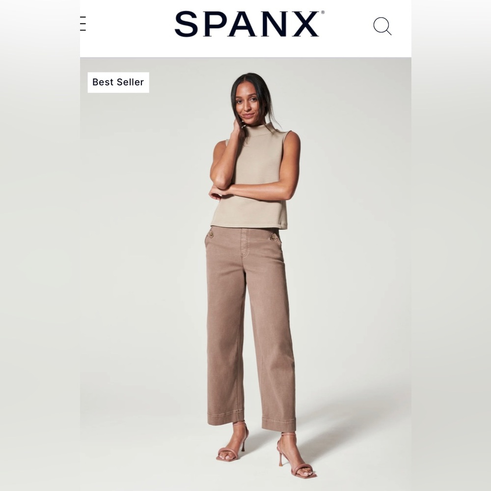 Stretch Twill Cropped Wide Leg Pant